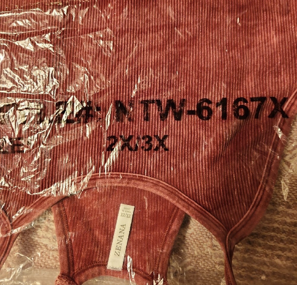 Zenana Outfitters Ribbed Crop Tank Top Mineral Wash Rust 2X 3X - Picture 5 of 6